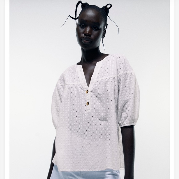 Zara Tops Zara Embroidered Eyelet Top Poshmark